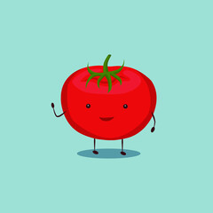 smiling cute tomato waving hand