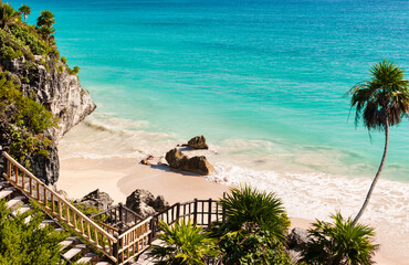 Naklejka premium The beach at Tulum near Cancun in Mexico