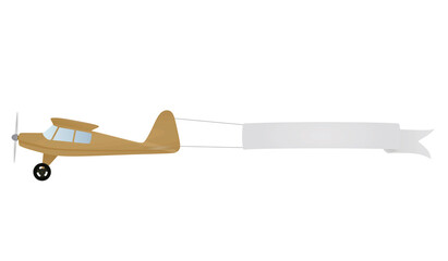 Airplane wingspan with white ribbon. vector