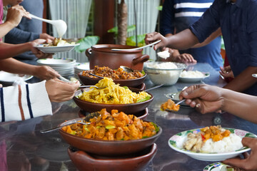 Various kinds of menus are served in  buffet manner which is usually at a meeting, party, wedding...