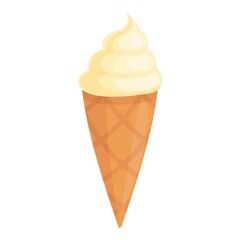 Ice cream cone icon cartoon vector. Yogurt product. Shop food