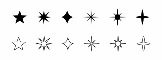 Stars collection. Vector icons isolated on white background.