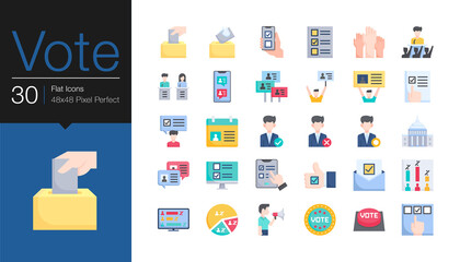 Vote icons. Flat design. For presentation, graphic design, mobile application or UI.