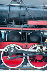 Old steam engine on a railway locomotive