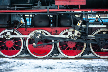Old steam engine on a railway locomotive