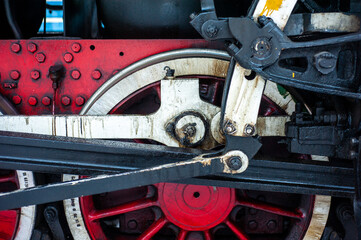 Steam engine on a locomotive. Old mechanisms
