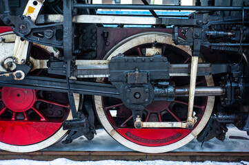 Old steam engine on a railway locomotive