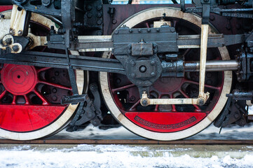 Old steam engine on a railway locomotive