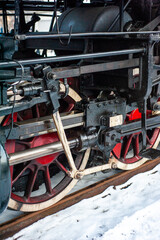 Old steam engine on a railway locomotive