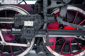 Old steam engine on a railway locomotive