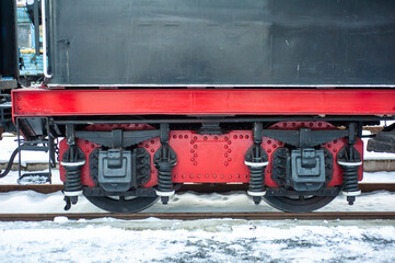 Old steam engine on a railway locomotive