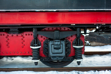 Fototapeta na wymiar Old steam engine on a railway locomotive