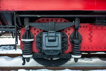 Old steam engine on a railway locomotive