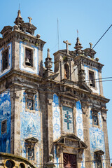 Fototapeta na wymiar Facade of a big Azulejo church in the city of Porto