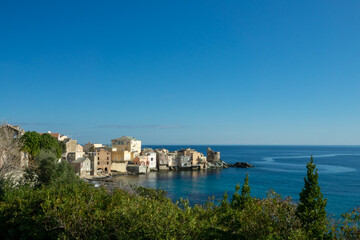 Fototapeta na wymiar View of the village of Erbalunga, Cap Corse in Corsica, France