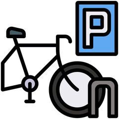 Bicycle Parking filled line color icon
