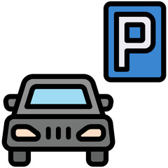 Car Parking filled line color icon