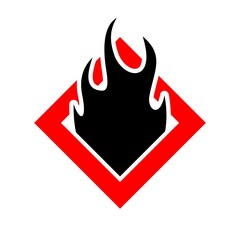 Flammable material warning glyph symbol isolated on white background