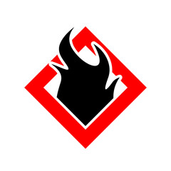 Flammable material warning glyph symbol isolated on white background