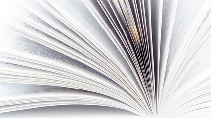 Open book macro photo. Close-up of new pages of the book. Education concept. Library book...