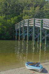 A walking Bridge in Round Island Riverside Park on the Indian River, Vero Beach, Indian River County, Florida