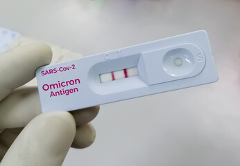 Coronavirus Covid-19 laboratory test result that shows Positive result of Omicron variant.