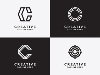 Obraz premium C Design logo Set elegant trendy artistic alphabet logo icon Vector