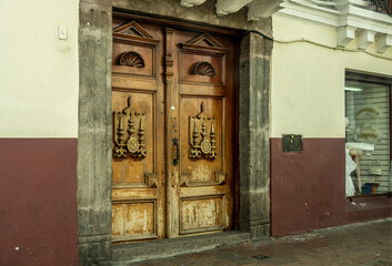 fragments of sketches of street life in the center of Quito - the capital of Ecuador 