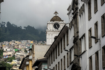 fragments of sketches of street life in the center of Quito - the capital of Ecuador 