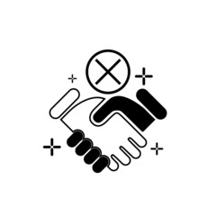 No handshake icon isolated on white background