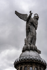 monument of Our Lady with wings over the capital of Ecuador, Quito 