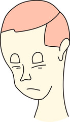 Sleepy Boy Face with Eyes Closed and Head Down