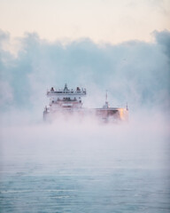 Ship in Duluth Minnesota Cold - Temp Sea Smoke MN 