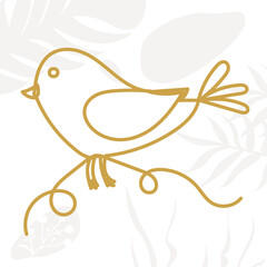 bird drawing by one line, on an abstract background, sketch, vector