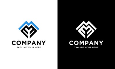 Logo Initial MEE,EEM,EME letters Template.Modern Style. on a black and white background.