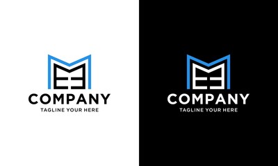 Logo Initial MEE,EEM,EME letters Template.Modern Style. on a black and white background.