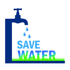 save water vector, environment sustainability concept, water dripping from a tap, save water and save the life concept illustration.