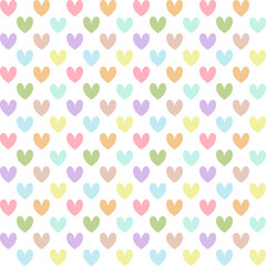 Colorful love pattern. Love background
. Seamless colorful hearts on a white background. Wrapping paper pattern, decorate website background. Cute.
