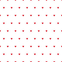 Hearts seamless pattern on white background. Valentines Day background. Wrapping paper pattern.