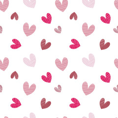 Lines inside the heart on a white background. Seamless colorful hearts. Pattern for Valentine's Day.