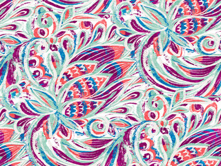 Fototapeta na wymiar Seamless pattern with multicolor Paisley print.