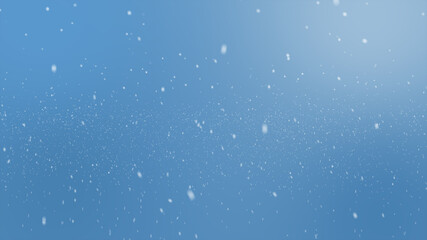 falling snow background snowflakes in blur over blue background. background with snowflakes. Sparse...