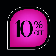 10 percent off. pink  banner with balloon. Floating for promotions and offers.