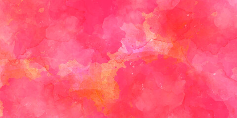 Pink watercolor on paper background with splashes. abstract watercolor painting textured on white paper background. Red tone nebula abstract background