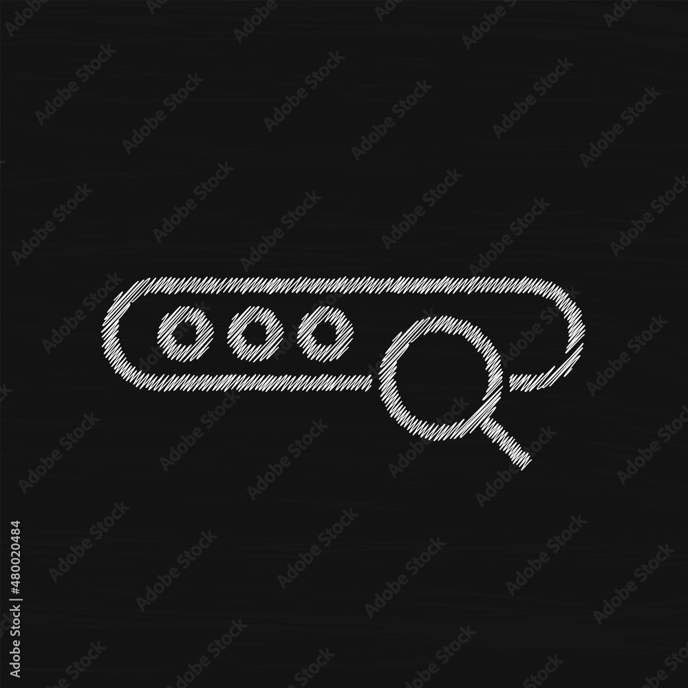 Poster search white sketch vector icon. vector interface element with search button