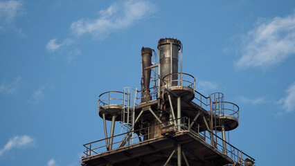 Petroleum Oil refinery barrel tank. petrochemical plant. factory chemical industry. oil and gas petrochemical industrial. many oil storage tank and pipeline steel. Ecosystem PM2.5 health environment.