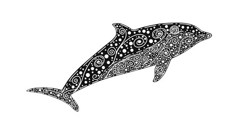 Hand drawn dolphin . illustration of sea animals.
