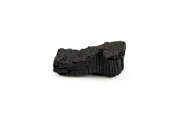 Black oak coal isolated on white background.
