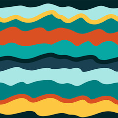 Wavy lines seamless pattern. Hand Drawn colorful background. Simple trendy texture, stripes, lines, strokes in kids style. Modern design elements for textil, fabric or print. Vector illustration.