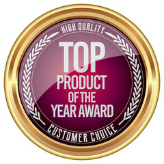 Top Product Of The Year Award. Customer Choice. Vector Golden Badge.